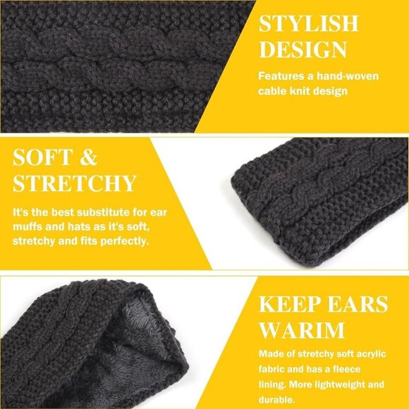 Winter Headbands for Women Fleece Lined Cozy Ear Warmers Stylish Gift main image 5
